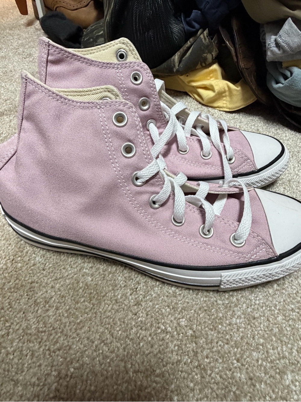 Converse High-Top Canvas Sneakers — Pink and White